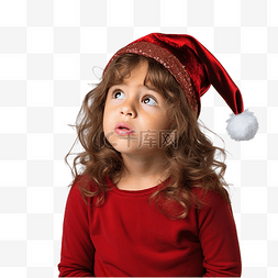 沉思的人图片_庆祝圣诞节的小女孩感到悲伤和沉