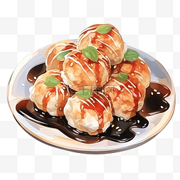 生活服务平台图标图片_章鱼烧日本料理美味的亚洲街头食