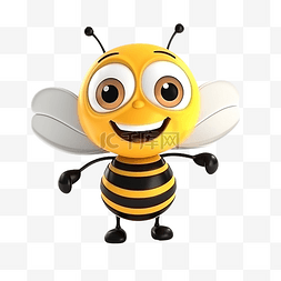 3d 蜜蜂与笑脸卡通风格渲染对象图
