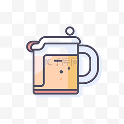 百威啤酒loog图片_平面彩色线插图中的咖啡壶 向量