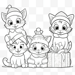 卡通猫动物人物在圣诞节时间设置