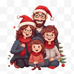 温馨的家图片_圣诞装饰品中的幸福家庭