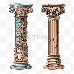古希腊神话的神图片_柱剪贴画 两根古希腊柱，上面有