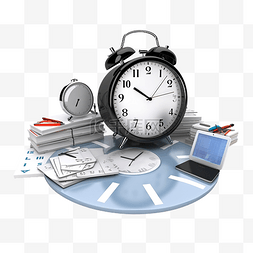 讨论工作图片_3d 插图时间管理业务