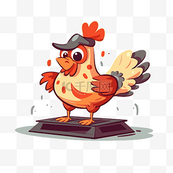 肉鸡剪贴画卡通鸡站在一个旧的黑