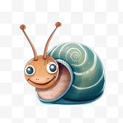 可爱的蜗牛简单插画适合孩子画画