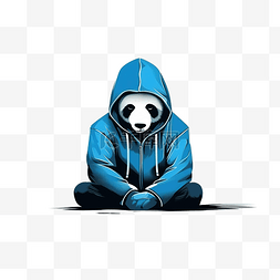 情緒图片_穿着蓝色连帽衫的孤独熊猫