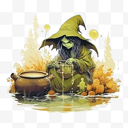 火女巫图片_沼泽里的女巫酿造药剂