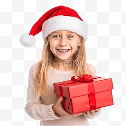 赠送家人图片_戴着圣诞帽滑稽微笑快乐的小女孩