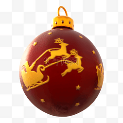 圣诞节装饰球3d渲染红色