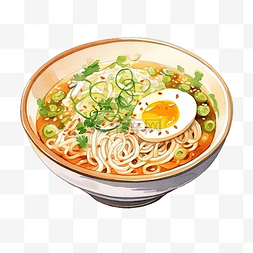 新鲜汤日本美食图片_水彩日本食品豆芽拉面