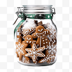 喜庆蓝色背景图片_圣诞玻璃罐与鹿饼干姜饼