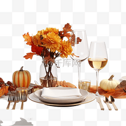 餐厅感恩节庆祝活动的美丽餐桌布