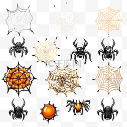 蜘蛛和蜘蛛 ^ 的网设置矢量涂鸦万