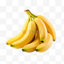 香蕉奶汁图片_背景中隔离的一束成熟的黄色香蕉
