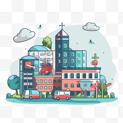 医院剪贴画平面设计平面插画城市