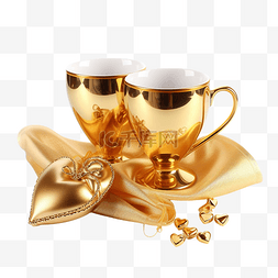 金色酒杯图片_金色的酒杯和心