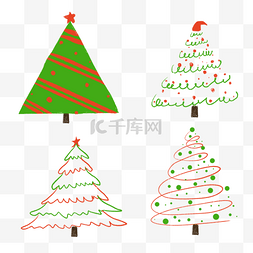 圣诞树线条画图片_圣诞线条树涂鸦