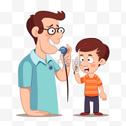 听力学剪贴画男人拿着他儿子卡通