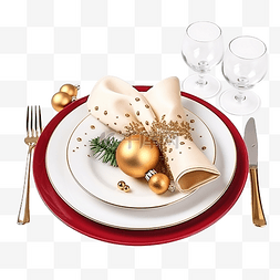 圣诞节节日餐桌布置与圣诞装饰品