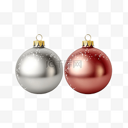 圣诞球逼真的银红色和金色