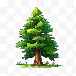 景观树图片_卡通风格森林传统树中的绿松多彩