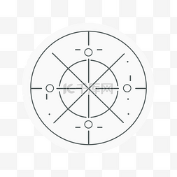 中心有圆圈的指南针的线条样式图