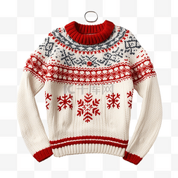 有趣的传统针织圣诞毛衣，带装饰