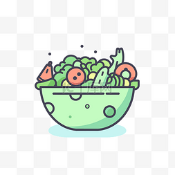 绿色碗与绿色蔬菜 向量
