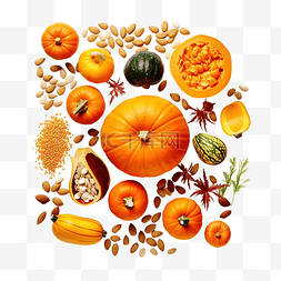 新鲜蔬果标志图片_南瓜汁秋收蔬菜水果和坚果感恩节