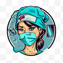 戴口罩女图片_戴手术口罩的护士护理医生卡通矢