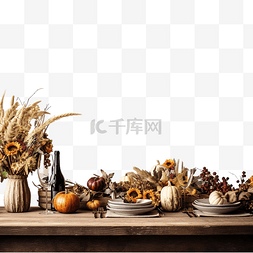 土豆丝胡萝卜丝图片_质朴的木桌上的感恩节晚餐设置
