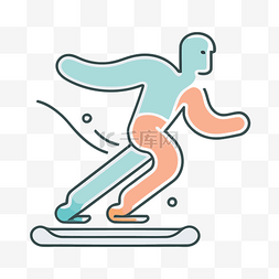 男子骑滑雪板，带有彩色渐变线图