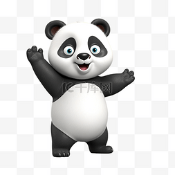 有趣的熊猫 3d 插图
