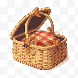 野餐篮剪贴画卡通轮廓的篮子与格