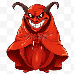 恶魔面具图片_万圣节恶魔穿红衣服的节日插画