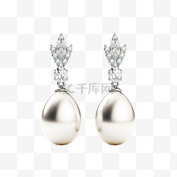 钻石装饰品图片_珍珠耳环与钻石 PNG
