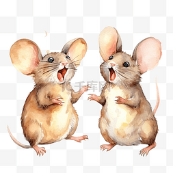 大老鼠图片_两只可爱的大耳朵棕色漫画老鼠微