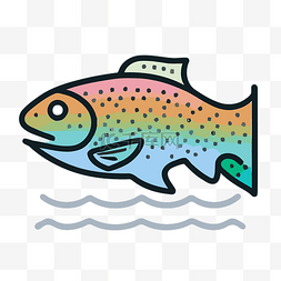 虹鳟鱼在水中以彩虹色的图案游动