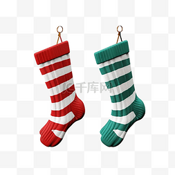 3d 插图圣诞饰品袜子