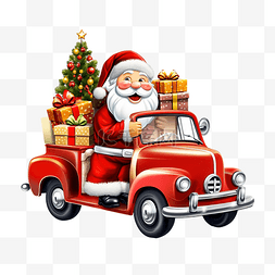 男人卡通车汽车图片_聖誕老人開車送聖誕禮物給世界各