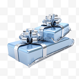 3d 雪橇带 3 个礼品盒