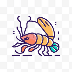 白色背景上的彩色小龙虾插图 向