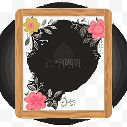 黑板字体背景图片_黑板剪贴画手绘花卉粉笔板，黑色