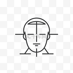 面部特征矢量轮廓图标位于白色背