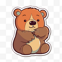 可爱的熊贴纸，它的头和它的手 