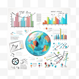 管理与经济图片_现代全球商业经济与信息图表和图