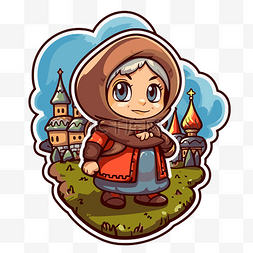 帽子和衣服中可爱的俄罗斯乡村人