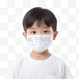 冠状病毒表现图片_孩子戴白色面具 PNG