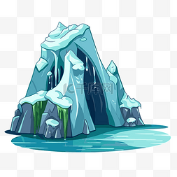 卡通冰山ai图片_冰山剪贴画卡通冰山与水附近有一